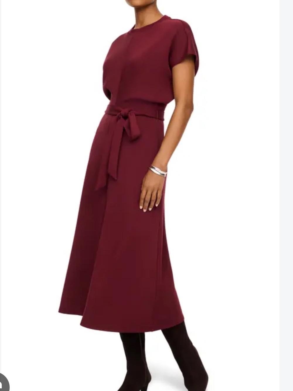 spanx midi dress 1X Short Sleeve Shift Dress - Burgundy